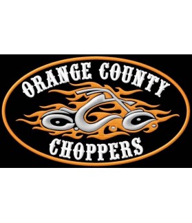 Embroidered Patch CHOPPERS ORANGE COUNTY FLAMES FOR JACKET XL