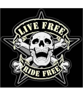 Embroidered Patch SKULL LIVE RIDE FREE XL 