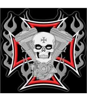 Embroidered Patch SKULL CROSS MOTOR XL