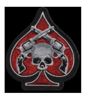 Embroidered patch SKULL POKER GUNS